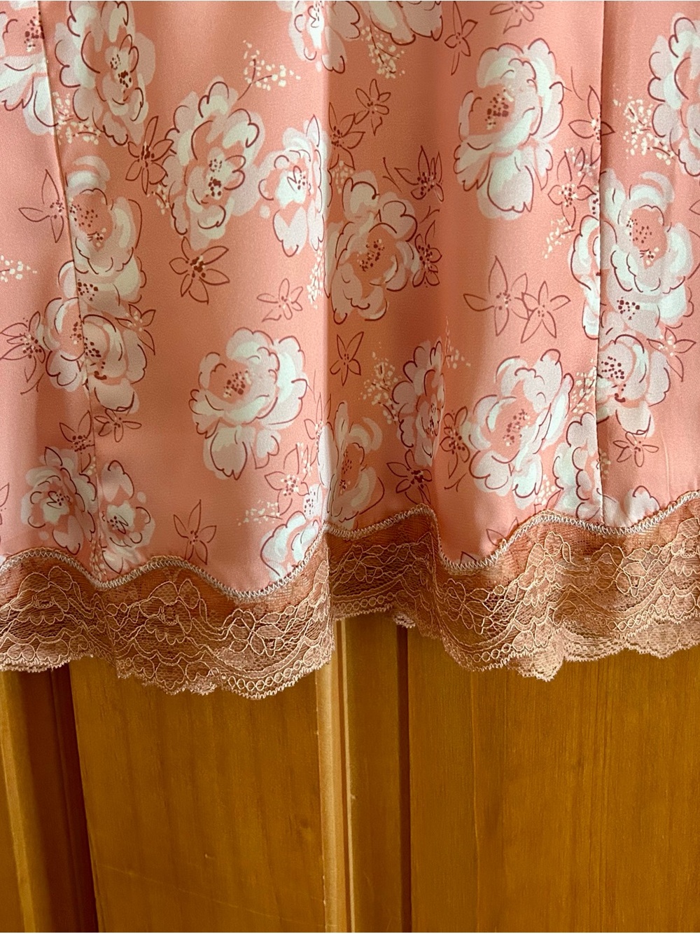 Floral Lace-Trim Satin Chemise in Blush Pink - Picture 4 of 7